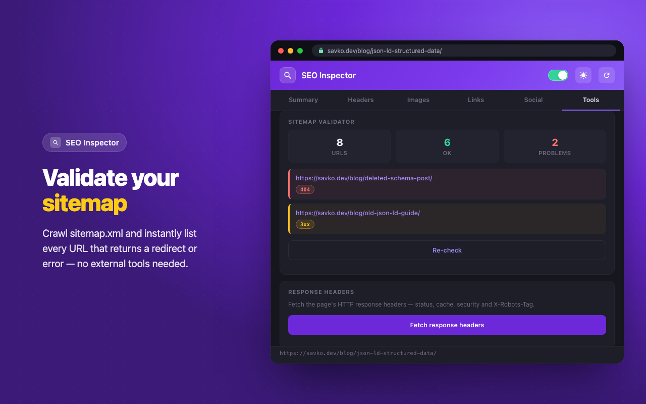 Sitemap validator